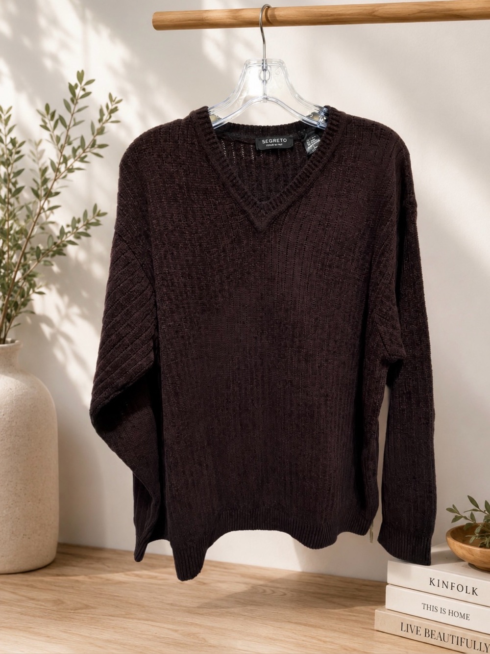 Men's V-Neck Burgundy Sweater size large